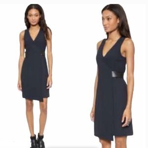 NWT 4. collective Wrap* Dress Navy SZ 10 Belted Classic Preppy Minimalist Chic